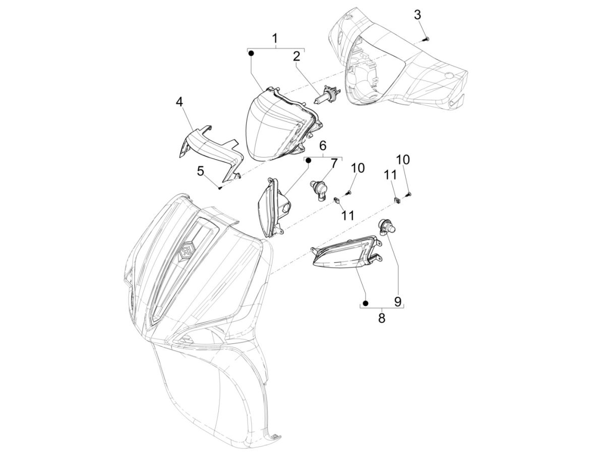 Koplamp Piaggio Liberty 125 IGET 3V IE ABS Euro 4 2015-2019