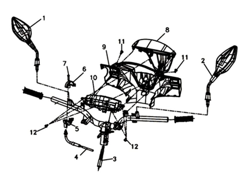 Stuurkappen - Stuurschakelaars - Spiegels Sym Symphony ST Euro 4 (BK-001C/S-882U) black / silver
