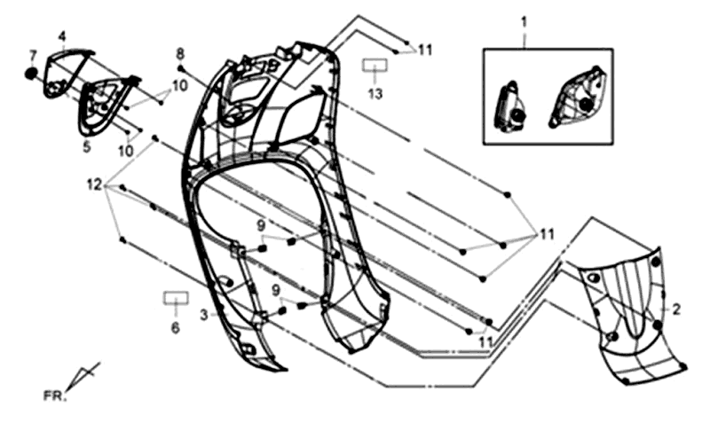 Voorkap - Knipperlichten voorzijde Sym Fiddle III (WH006) white