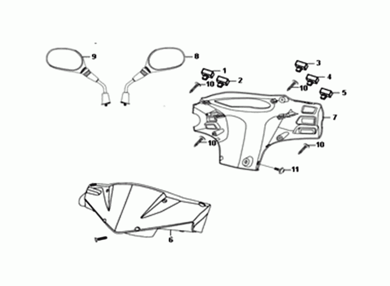 Stuurkappen - Stuurschakelaars - Spiegels Sym Orbit II Euro 4 Black
