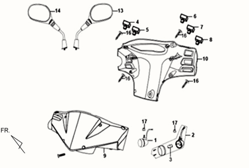Stuurkappen - Stuurschakelaars - Spiegels Sym Orbit White WH8018P