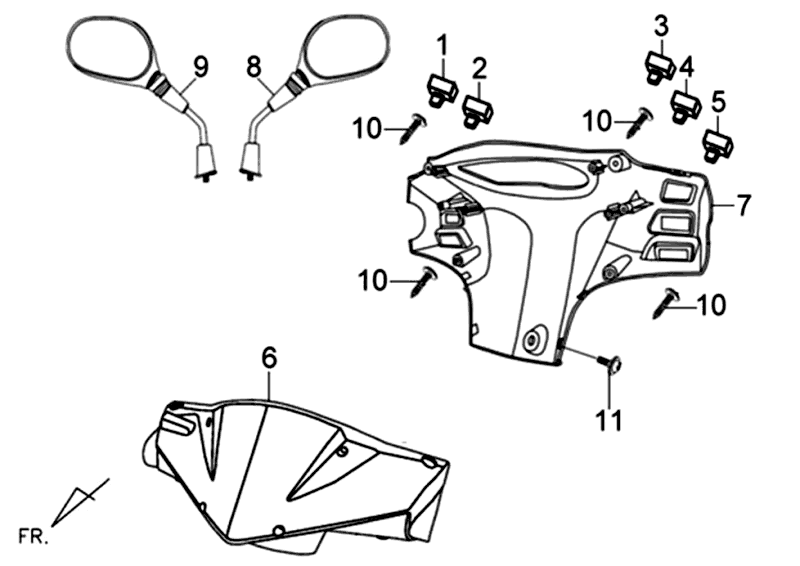 Stuurkappen - Stuurschakelaars - Spiegels Sym Orbit II (BK5560 BU289) black blue