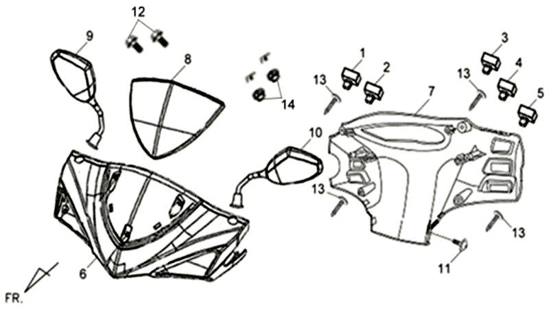 Stuurkappen - Stuurschakelaars - Spiegels Sym Symphony SR (LX17348) chestnut