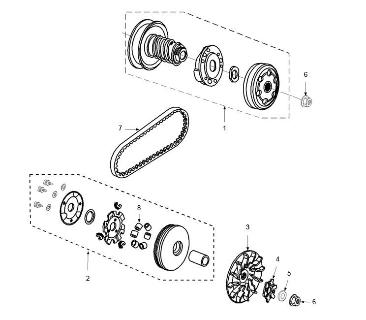 Koppeling - Variateur - V-snaar Peugeot Speedfight 3 50 2-takt LC 2-takt