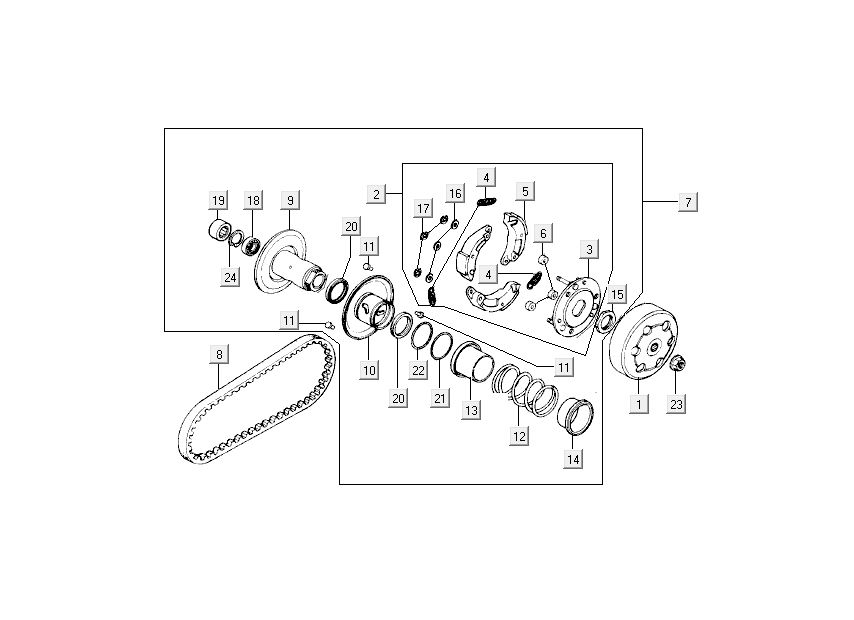 Koppeling - Variateur - V-snaar Kymco Grand Dink 2-takt antraciet