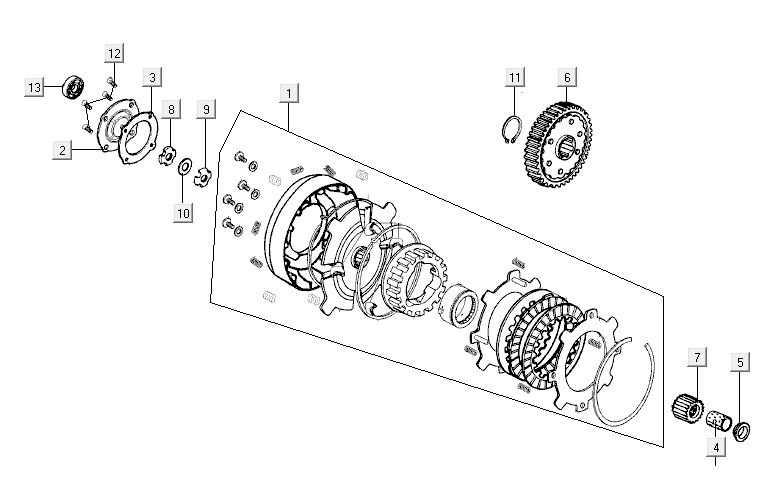 Koppeling Kymco Activ 50 4-takt blauw-zwart