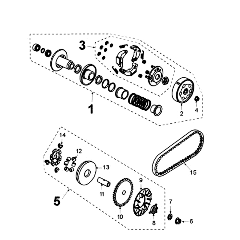 Variateur - Koppeling - V-snaar Peugeot Kisbee rood