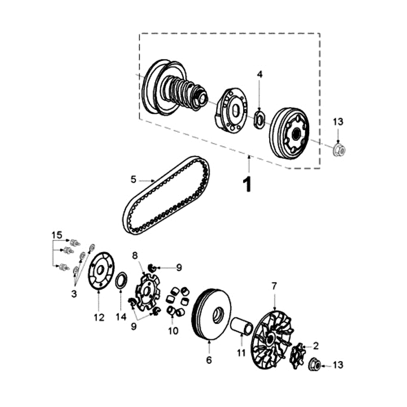 Variateur - Koppeling - V-snaar Peugeot Ludix 10 Zwart