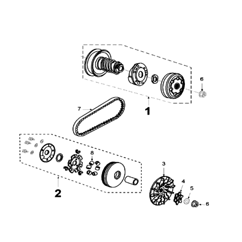 Variateur - Koppeling - V-snaar Peugeot Speedfight 3 50 2-takt LC wit