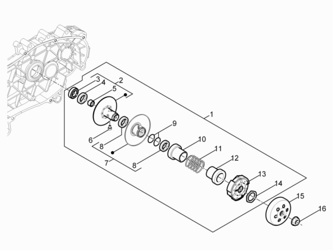 Koppeling - Koppelingshuis Piaggo Zip 50 4-takt IGET 3V Euro 5