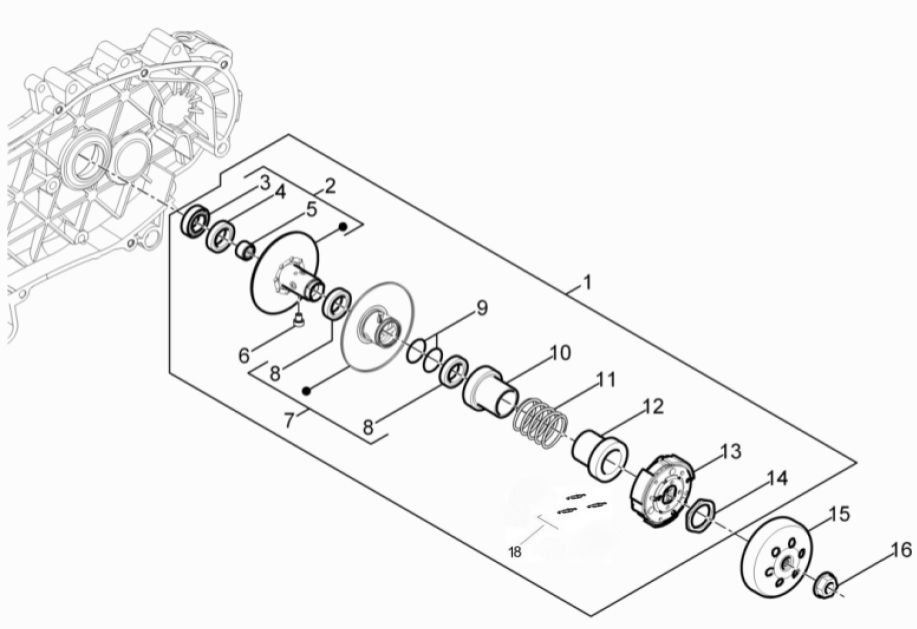 Koppeling - Koppelingshuis Piaggo Zip 50 4-takt IGET 3V Euro 4