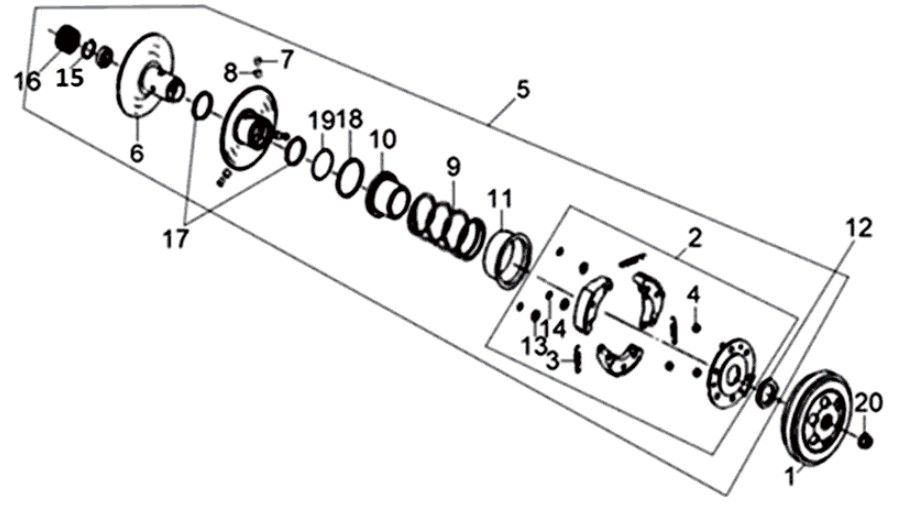 Koppeling  Sym XPRO 50 4-takt AC Euro 4