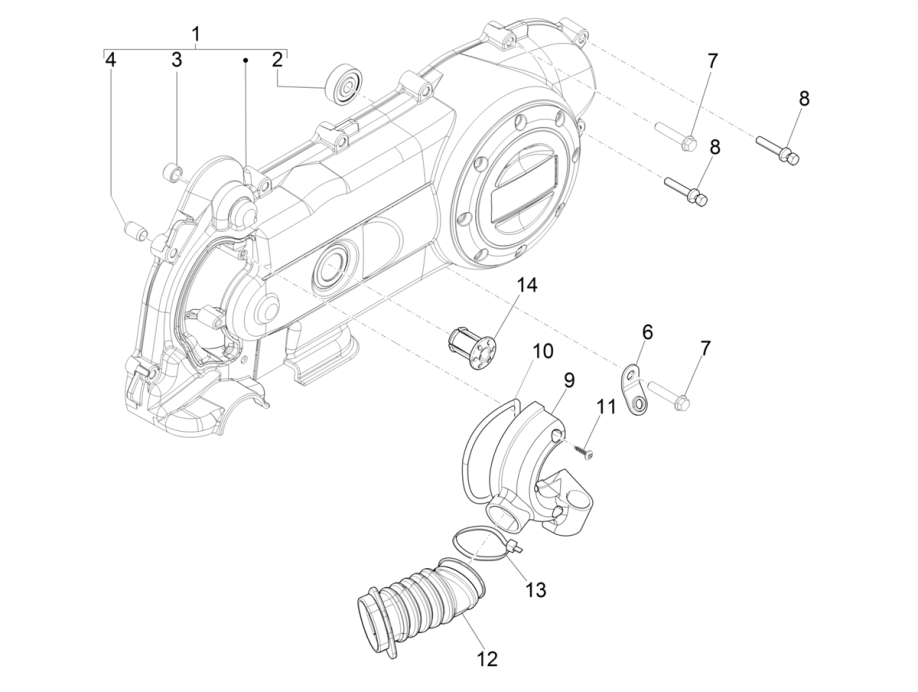Carterdeksel Vespa Sprint 50 4-takt IGET 3V Euro 4