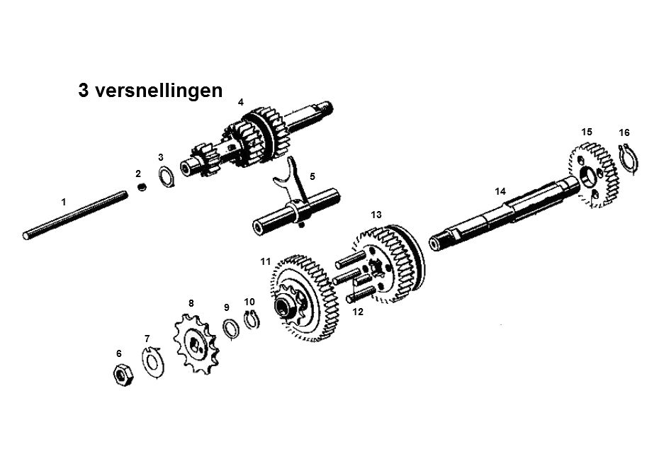 Versnellingen - Voortandwiel 3 versnellingen