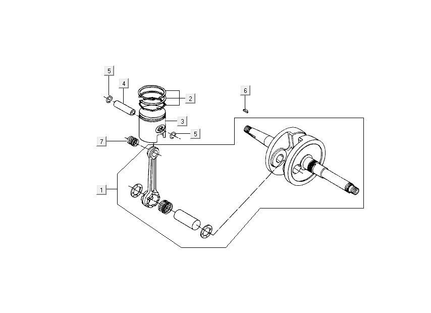 Krukas - Zuiger Kymco DJ 2-takt Zilver
