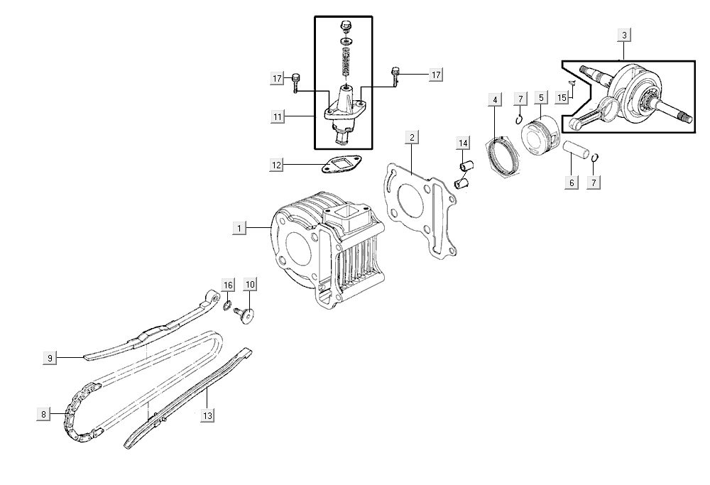 Cilinder - Krukas Kymco Super8 Street 50i Euro 4 matzwart