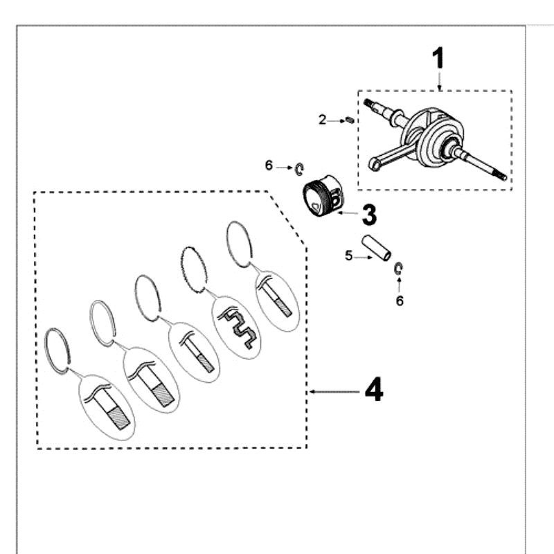Krukas en Zuiger Peugeot Kisbee rood