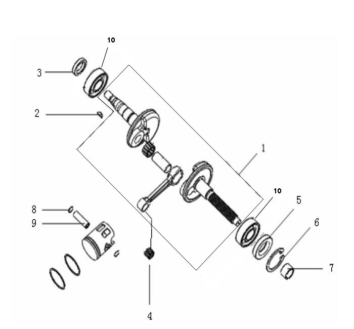 Krukas - Zuiger Generic Ideo 50 2-takt 2010 zwart
