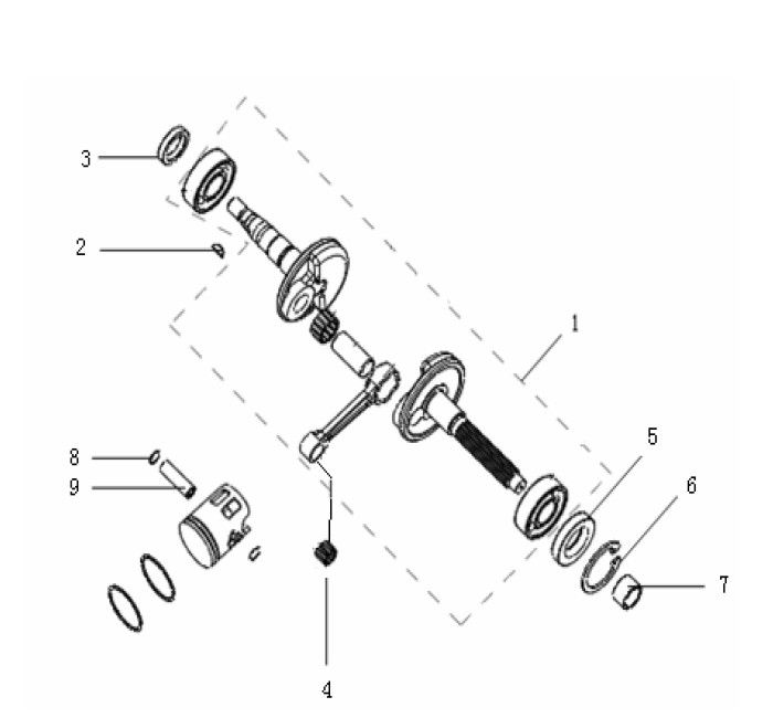 Krukas - Zuiger Generic Xor 50 2-takt 2009 wit