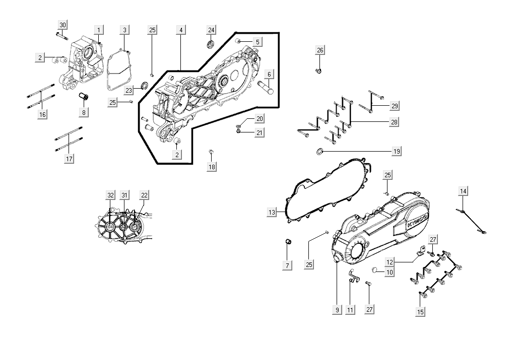 Crank case Kymco Super8 R E5