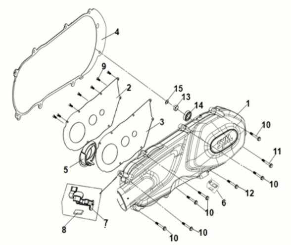L. Crank case cover Sym Jet 14 125I LC E5 2021-2024