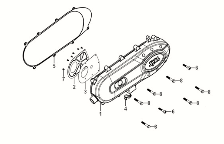 L. crank case cover Sym Orbit III 50 E5