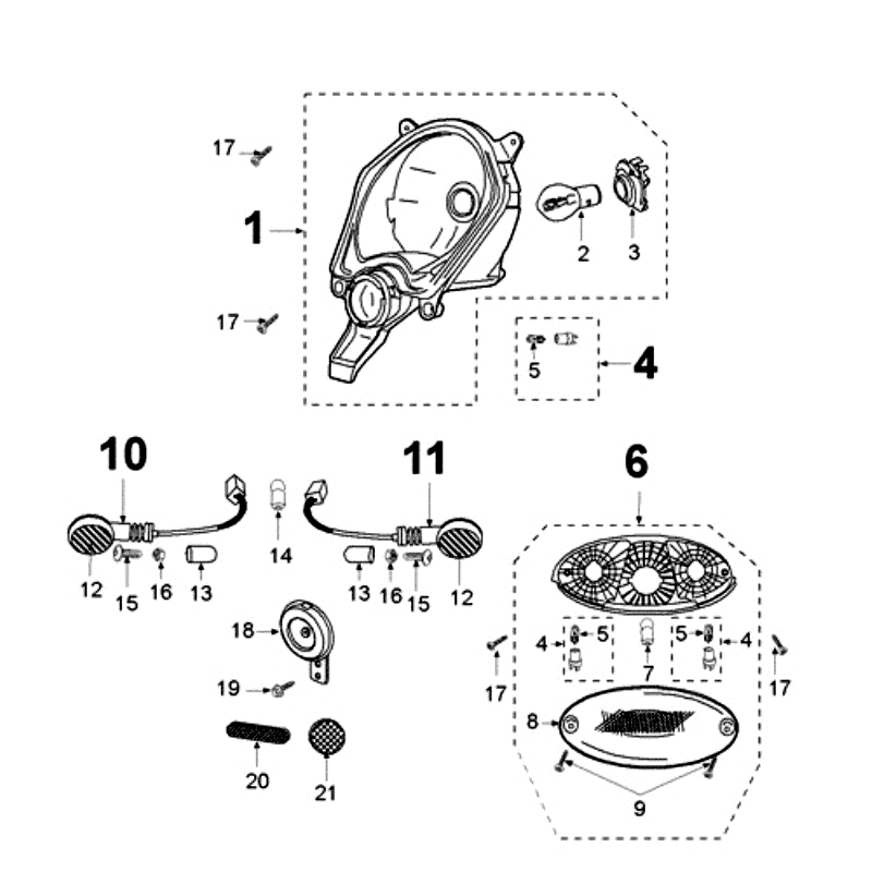 Koplamp - Achterlicht - Knipperlichten Peugeot Ludix 12 zwart