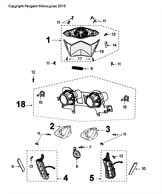 Koplamp - Achterlicht - Knipperlichten Peugeot Speedfight 4 50 2-takt LC wit
