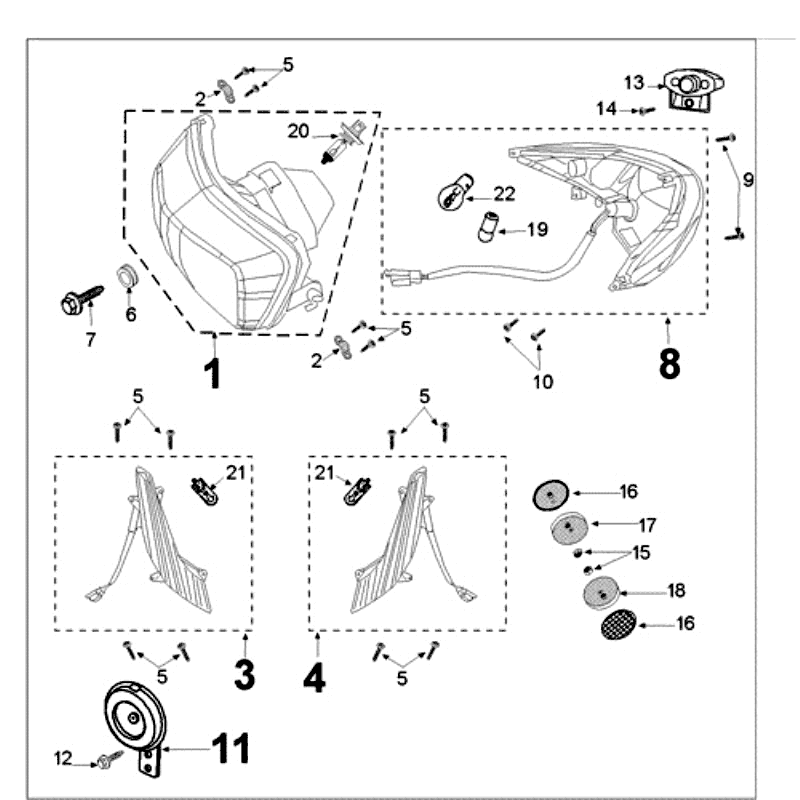 Koplamp - Achterlicht - Knipperlichten Peugeot Tweet old matzwart