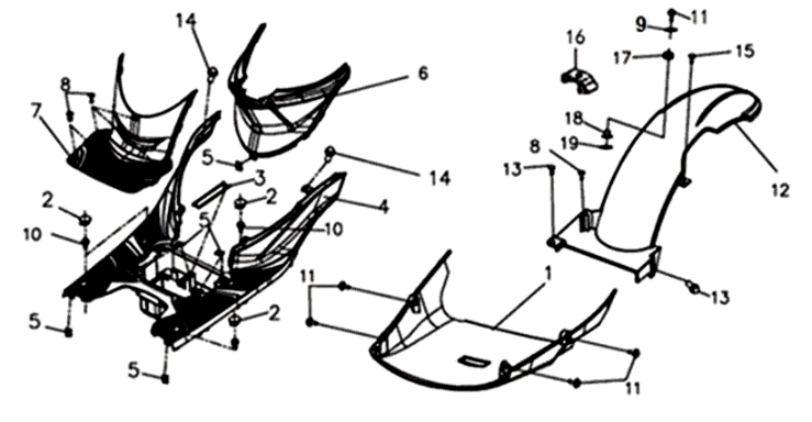 Treeplank - Onderspoiler Sym Symphony ST 125i 4-takt Euro 4 zwart (BK7C/zwart ST)