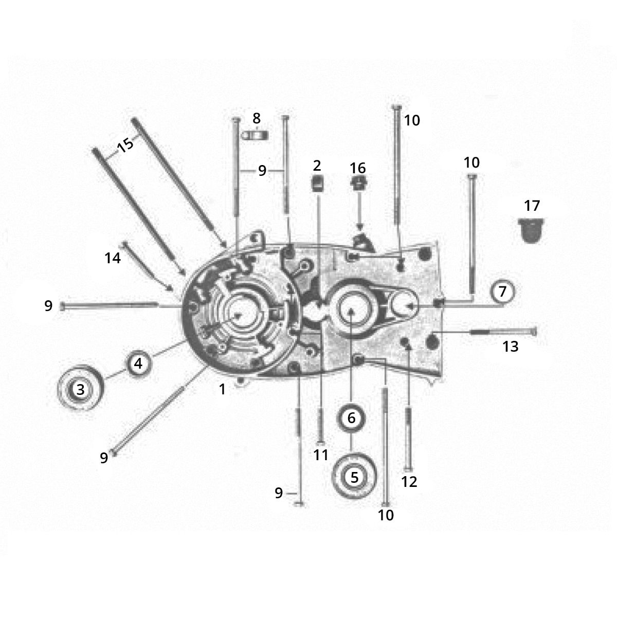 Carterhelft links Zundapp GTS 50 517-39L0