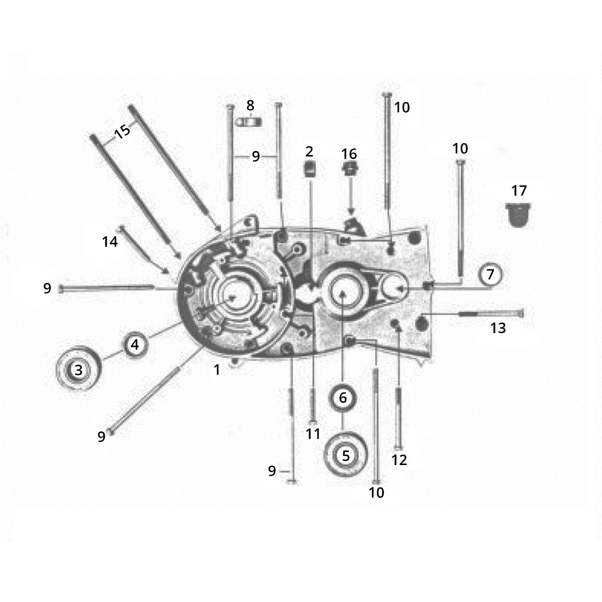 Carterhelft links Zundapp GTS 50 517-40L0