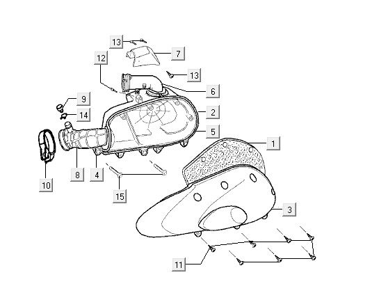 Luchtfilter Kymco Super9 50 2-takt LC oud model matzwart-geel