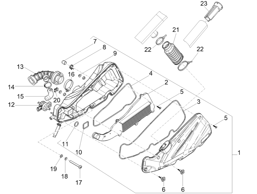 Luchtfilter Piaggio Liberty 50 4-takt AC IGET 3V Euro 5