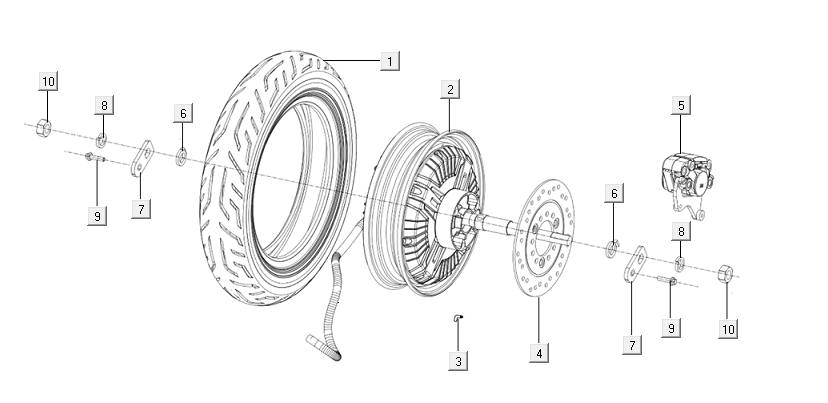 Achterwiel - Motor Niu M+ Sport