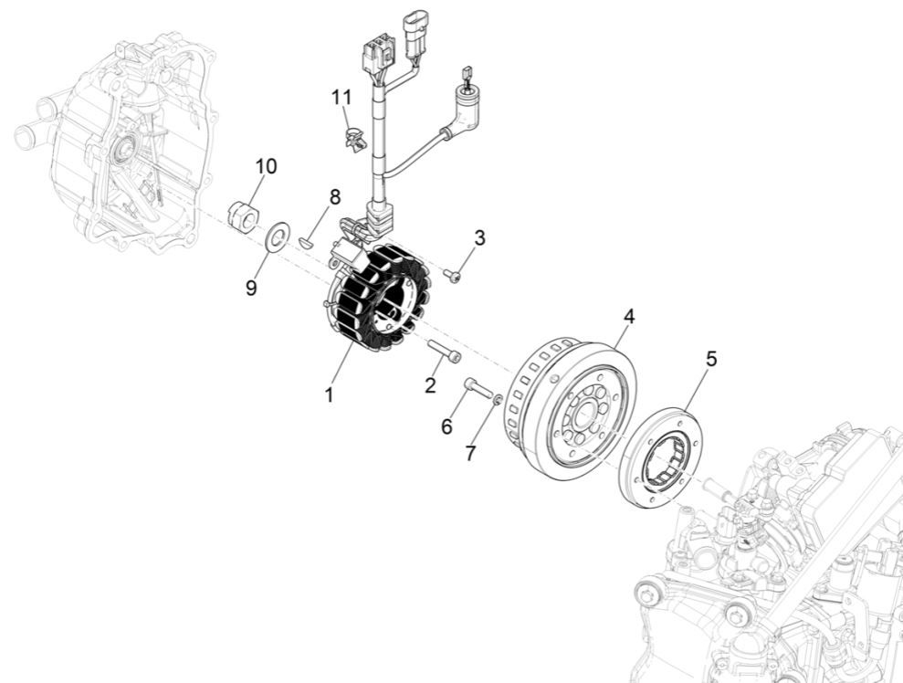 Ontsteking - Stator - Vliegwiel Piaggio MP3 300 HPE / 300 HPE Sport ABS Euro 5 2020-2022