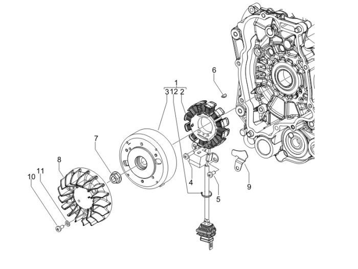 Ontsteking - Stator - Vliegwiel Vespa Sprint 50 2-takt AC