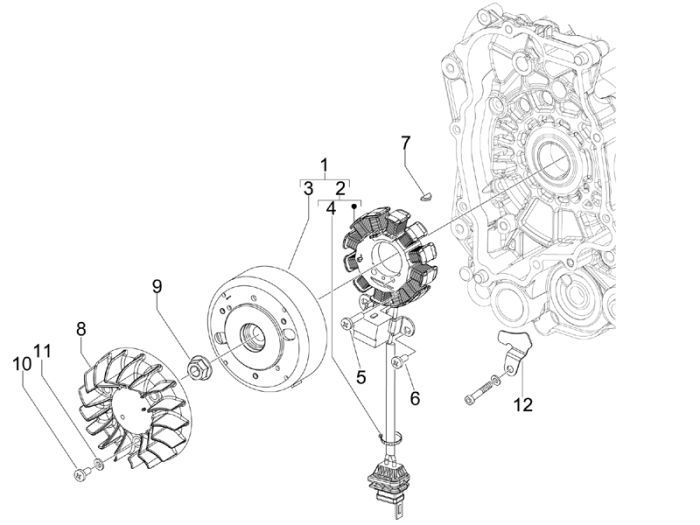 Ontsteking - Stator - Vliegwiel Piaggio Liberty 50 2-takt AC