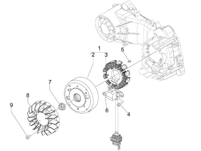 Ontsteking - Stator - Vliegwiel Vespa Sprint 50 4-takt 2V 25km/u