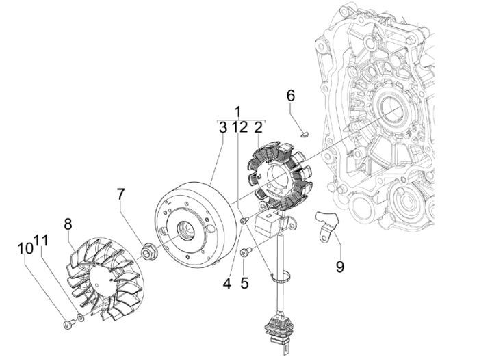 Ontsteking - Stator - Vliegwiel Piaggio Zip 2000 2-takt AC
