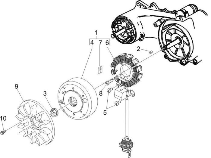 Ontsteking - Stator - Vliegwiel Piaggio Fly 50 4-takt AC
