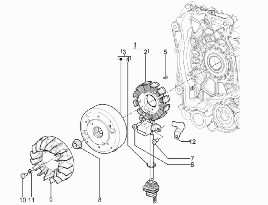 Ontsteking - Stator - Vliegwiel Piaggio Typhoon 50 2-takt Euro 3 2011