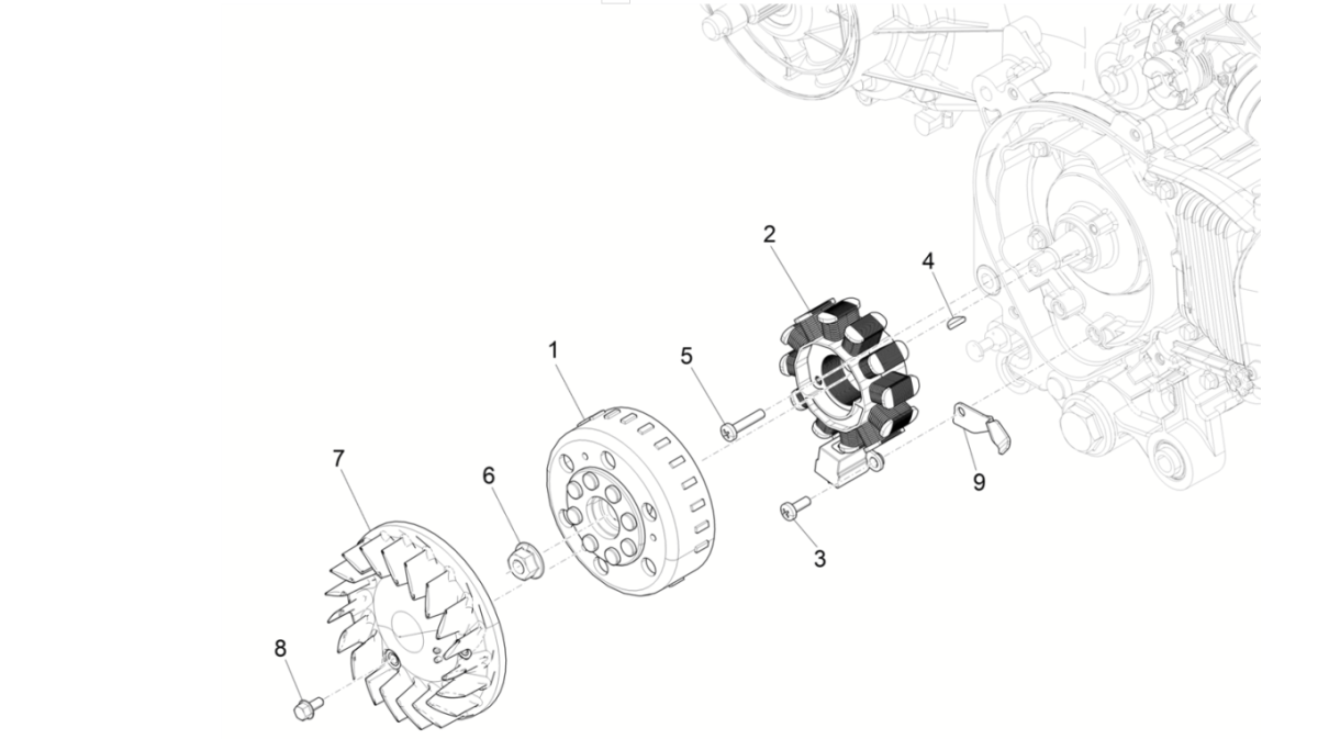 Ontsteking - Stator - Vliegwiel Vespa Sprint 50 4-takt IGET 3V Euro 5