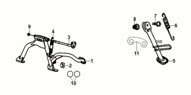 Main stand - kick starter arm Sym Orbit III 50 E5