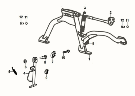 Main stand - side stand Sym Fiddle IV 125i LC ABS E5 2020-2021