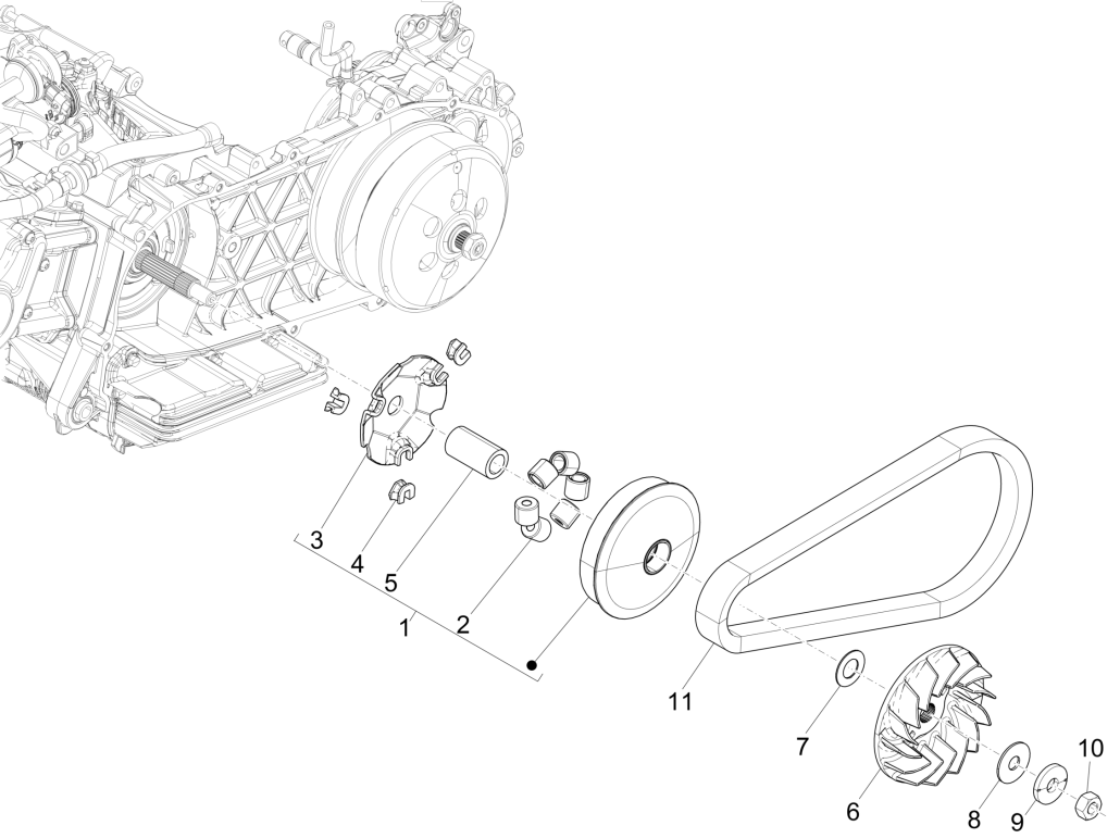 Variateur- V-snaar Piaggio Medley 150 IE ABS Euro 4 2016-2020
