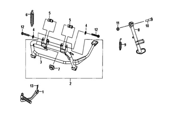 Middenstandaard - zijstandaard - kickstarter Sym Crox 50 E4