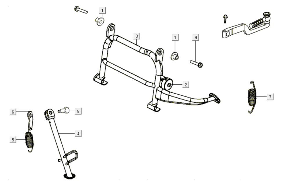 Middenstandaard - Zijstandaard Kymco Like 200i Wit