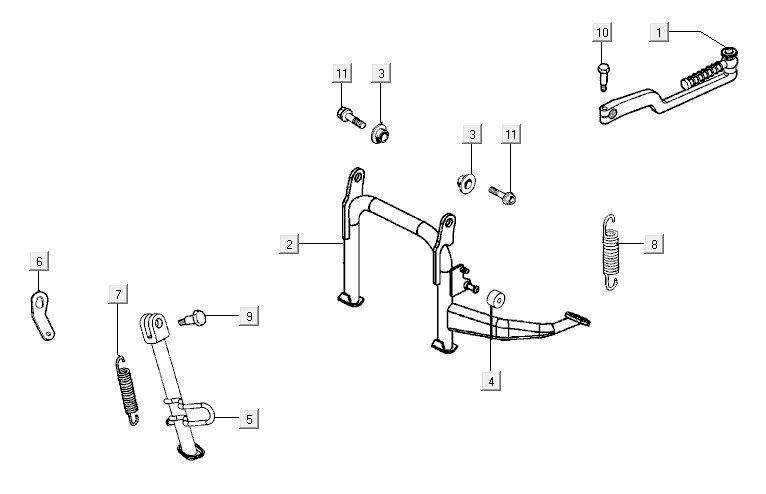 Middenstandaard - Zijstandaard - Kickstartpedaal Kymco Agility CITY 16 150