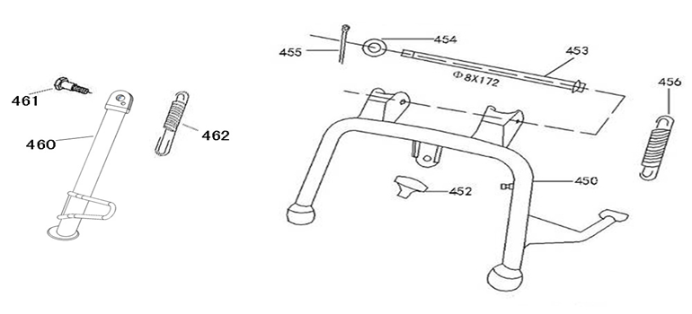 Middenstandaard - Zijstandaard AGM Star 50 zwart rood